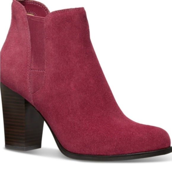 MICHAEL KORS EVALINE HEELED BOOTIE Size 9 Heel Height 3 1/2” Color Mulberry - Picture 1 of 14
